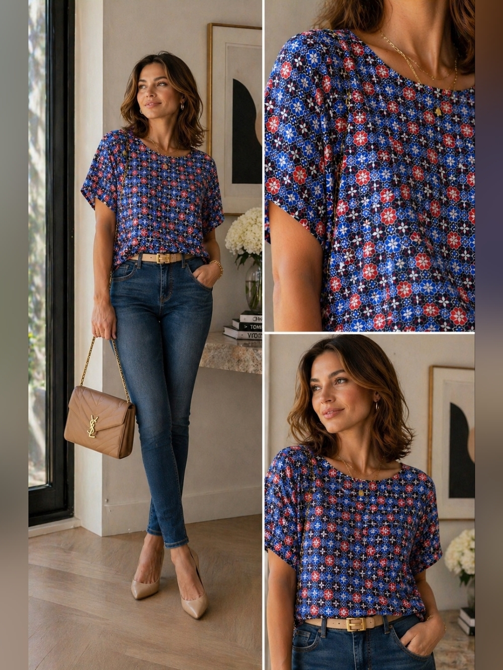 J.Crew Floral Print Blouse – Size L (EUC)